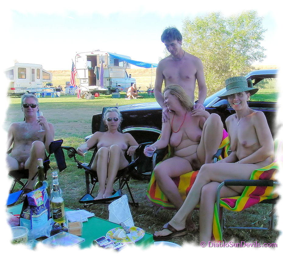 Nude woman camping full size