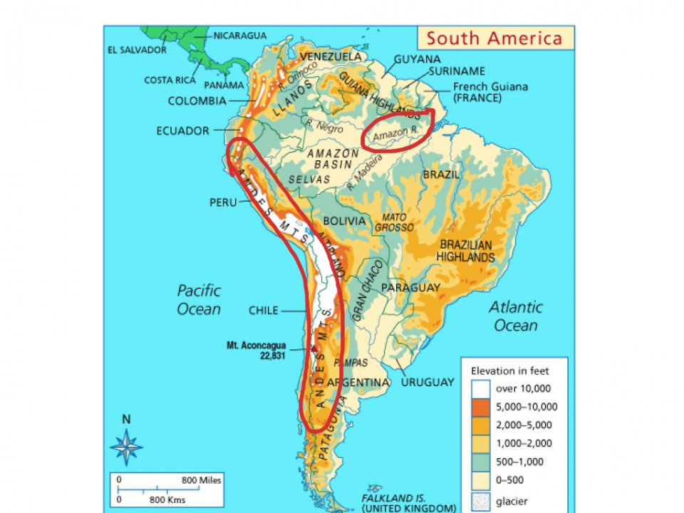 South america physical geography map full size