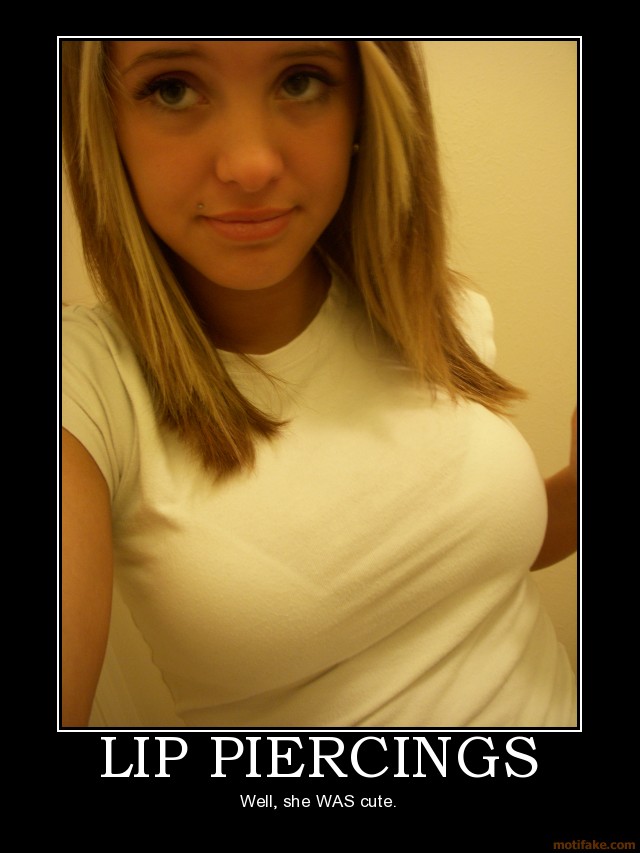 Cute girl with lip piercings full size