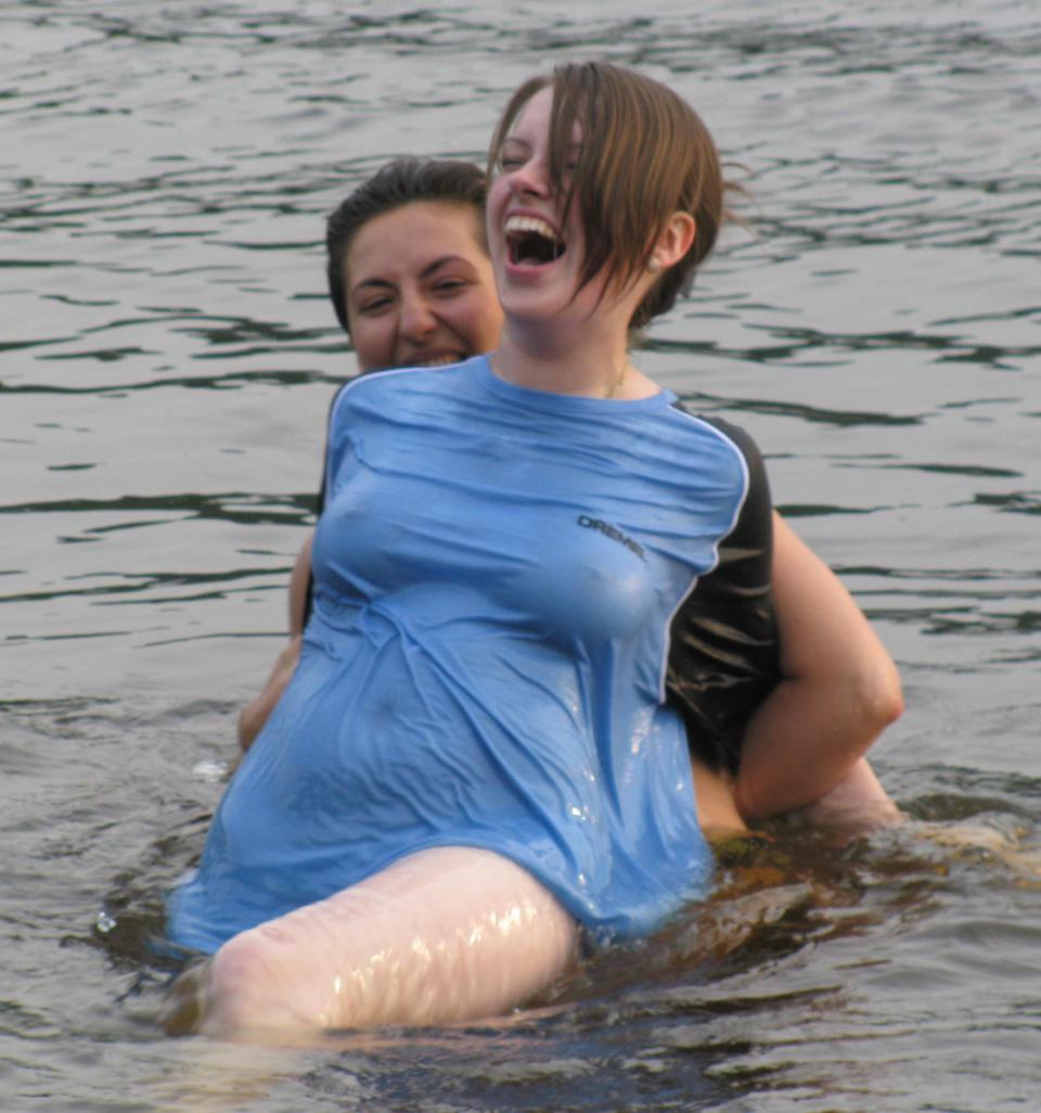 Braless wet shirt nipples full size