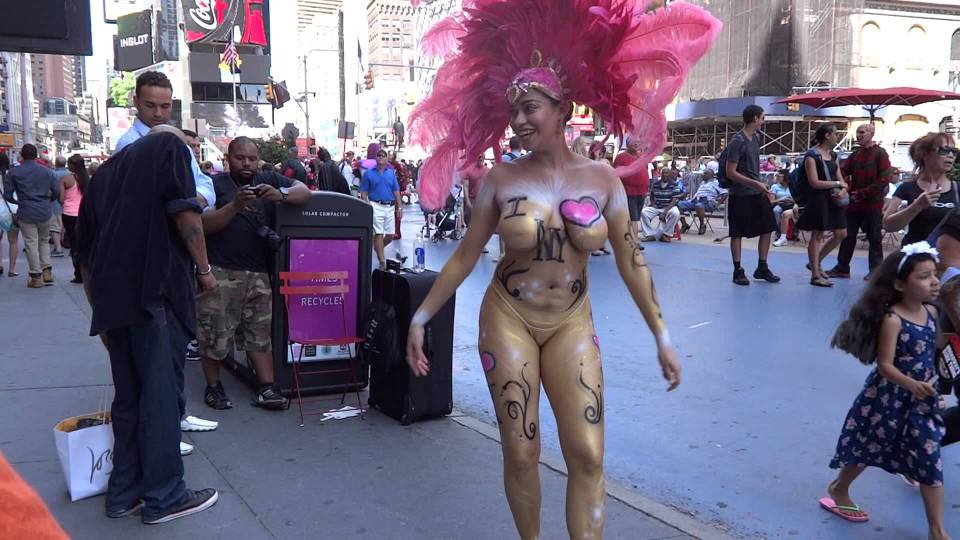 Topless women times square full size